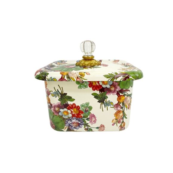 MACKENZIE-CHILDS White Flower Market Recipe Box - Picture 1 of 12